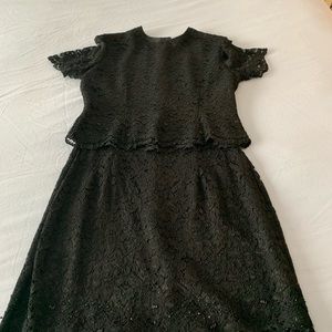 Two piece black lace cocktail outfit